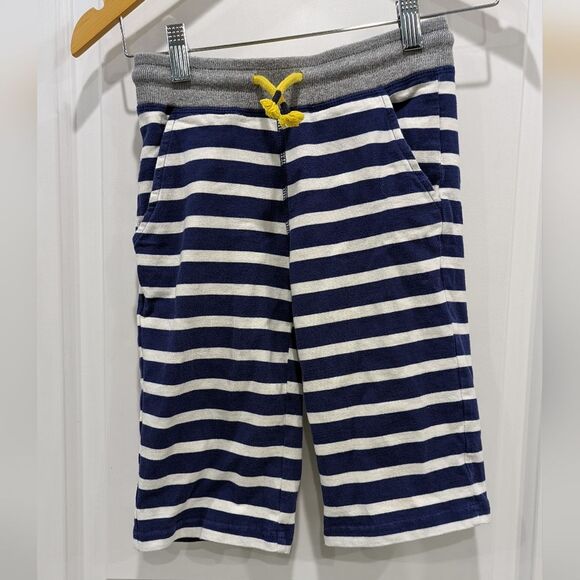 Mini Boden Jersey Baggies Sweat Shorts Blue White Striped Yellow Boys Size 7 - Picture 2 of 4